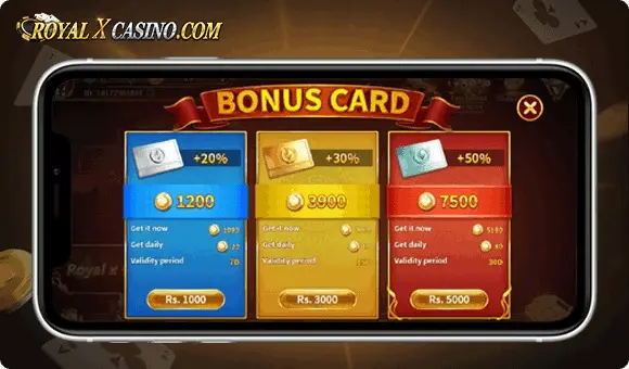 Bonus card example screen